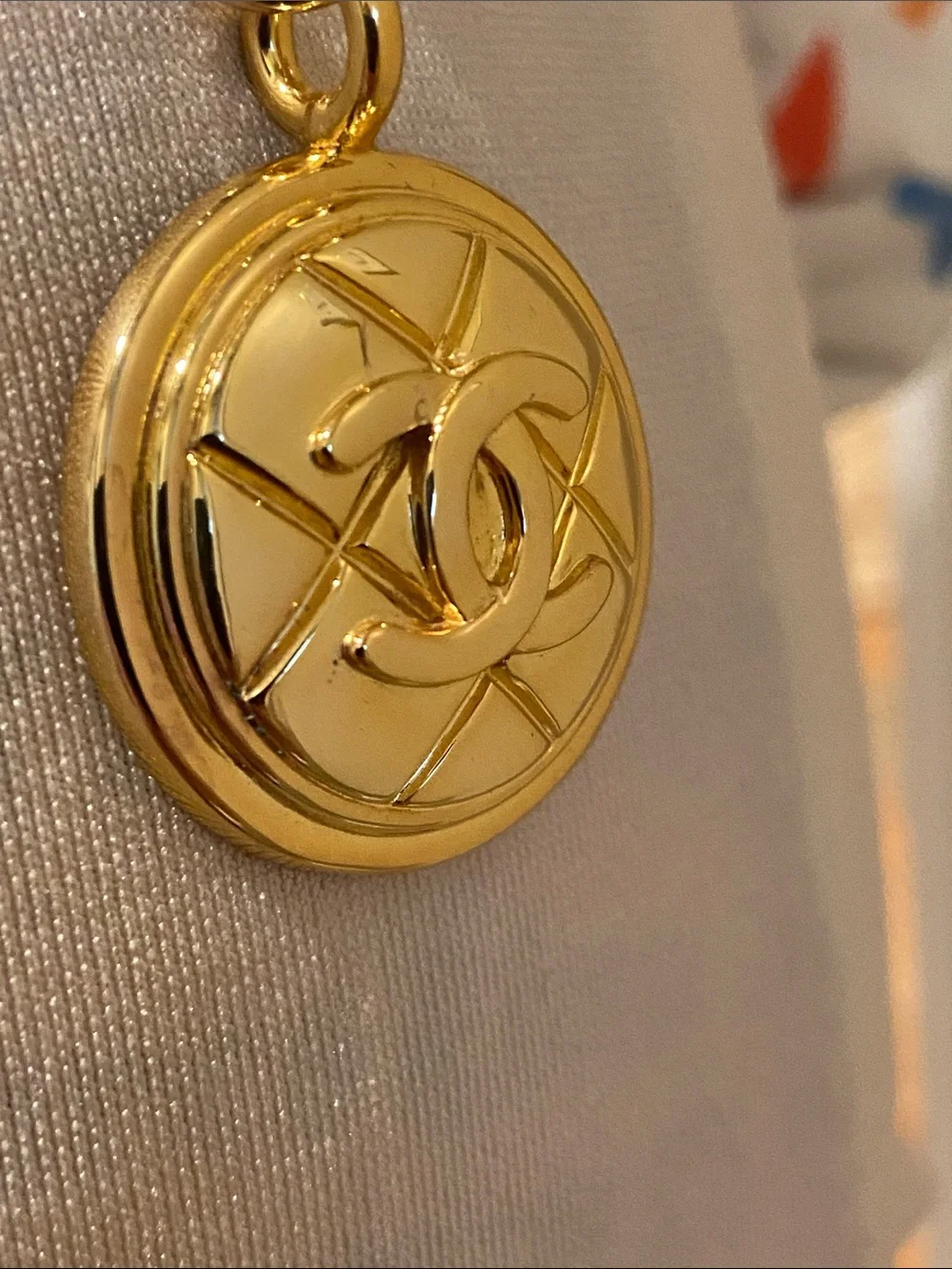 Link Gold /leather Chain And Chanel Coin Round Charm